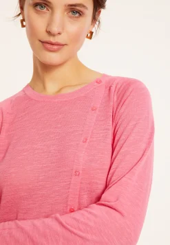 Montagut T-Shirts Et Débardeurs-Gilet boutonné en lin flammé - Mado 24-Rose clair