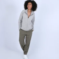 Montagut Vestes Et Cardigans-Gilet col montant en soie laine velours - Brésil 11-Gris clair