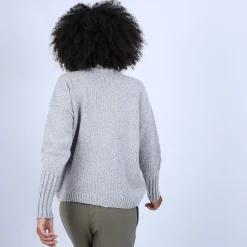 Montagut Vestes Et Cardigans-Gilet col montant en soie laine velours - Brésil 11-Gris clair