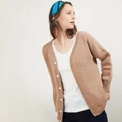 Montagut Vestes Et Cardigans-Gilet col v avant arrière en laine nylon - Gebril 46-Marron clair