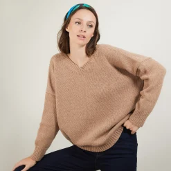 Montagut Vestes Et Cardigans-Gilet col v avant arrière en laine nylon - Gebril 46-Marron clair