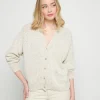 Montagut Vestes Et Cardigans-Gilet col V en coton et lin - Thais 82-Ecru