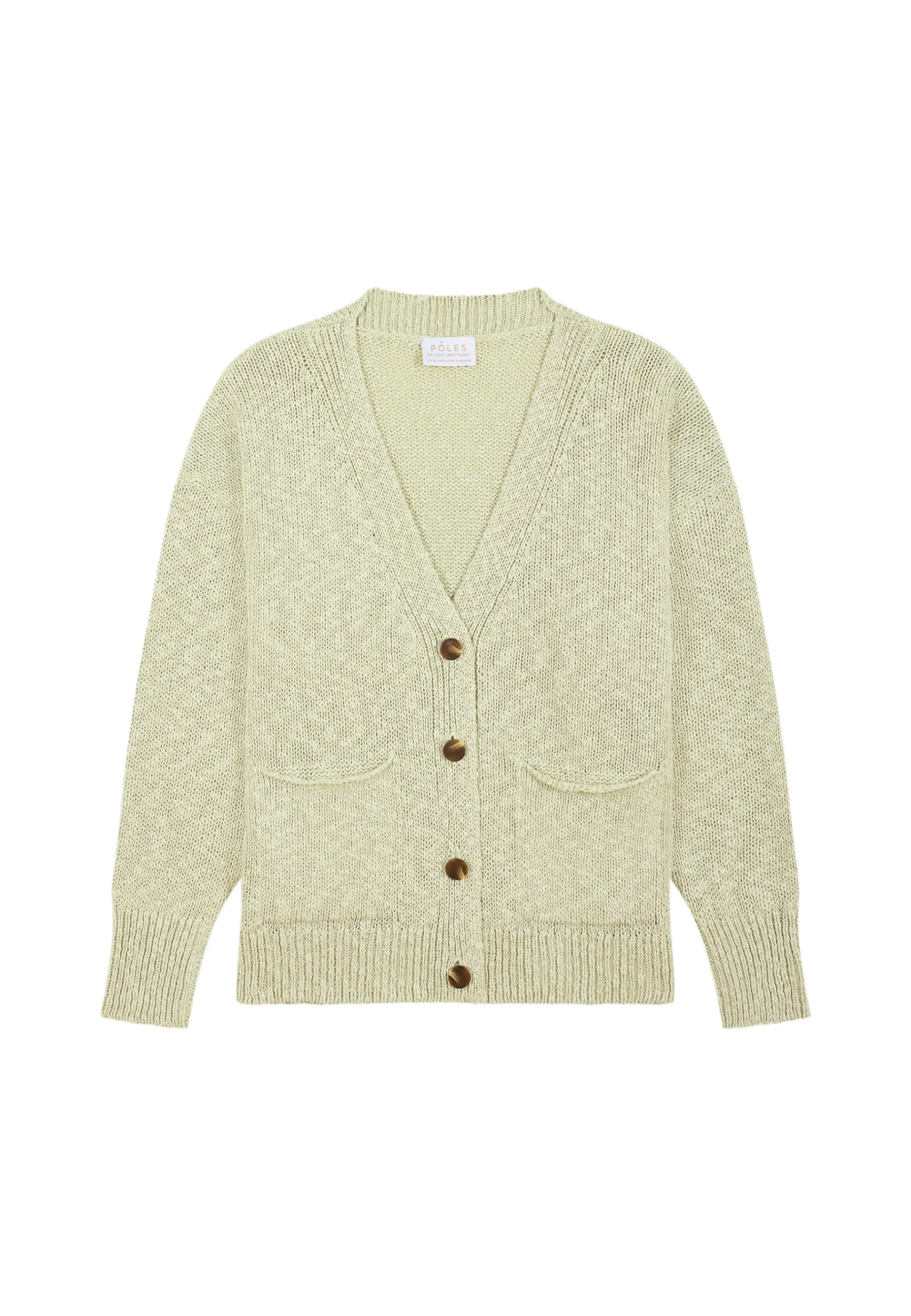 Montagut Vestes Et Cardigans-Gilet col V en coton et lin - Nais 23-Vert clair