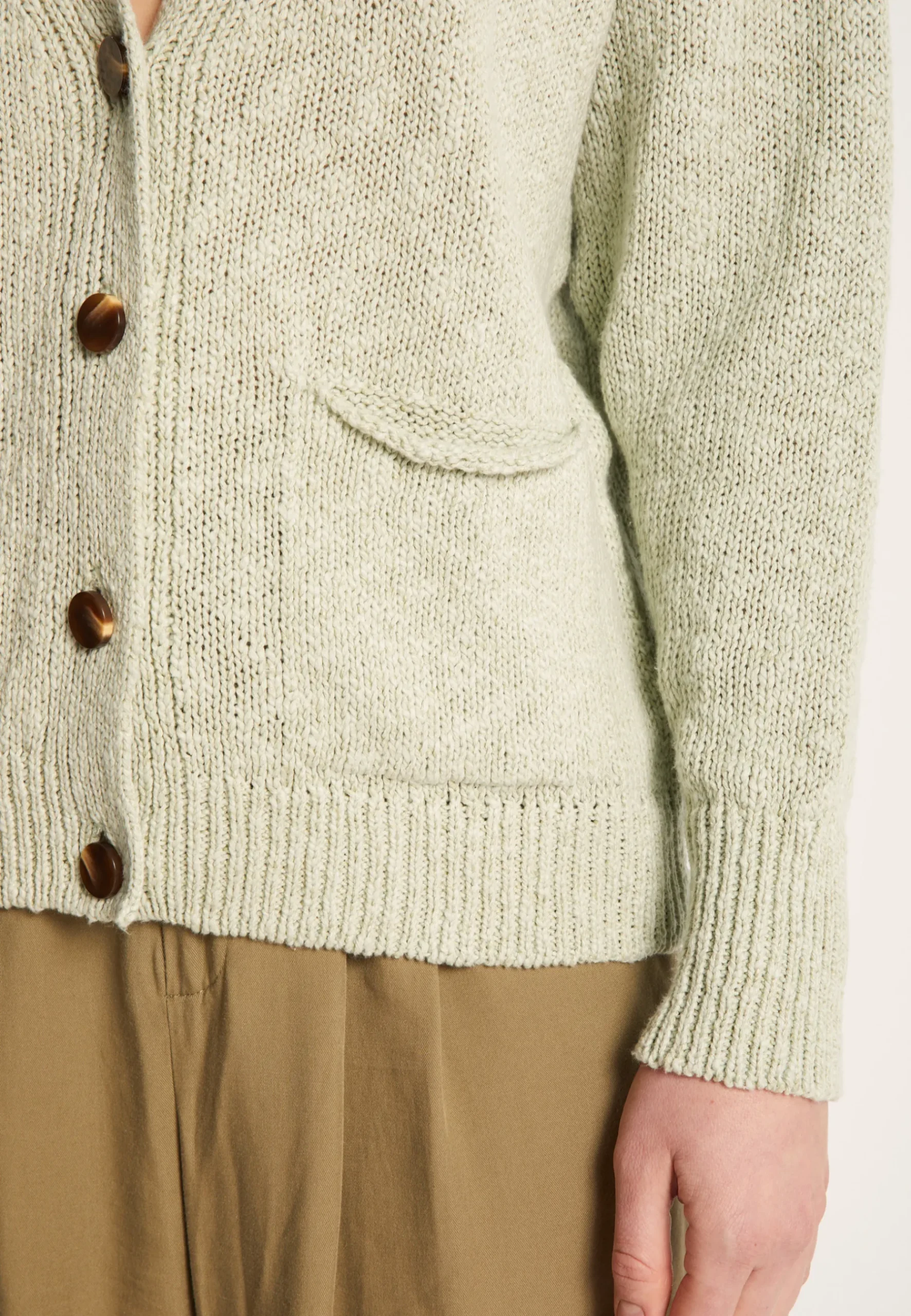 Montagut Vestes Et Cardigans-Gilet col V en coton et lin - Nais 23-Vert clair