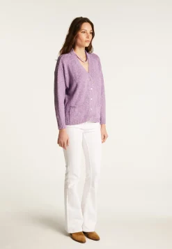 Montagut Vestes Et Cardigans-Gilet col V en coton et lin - Thais 16-Violet clair