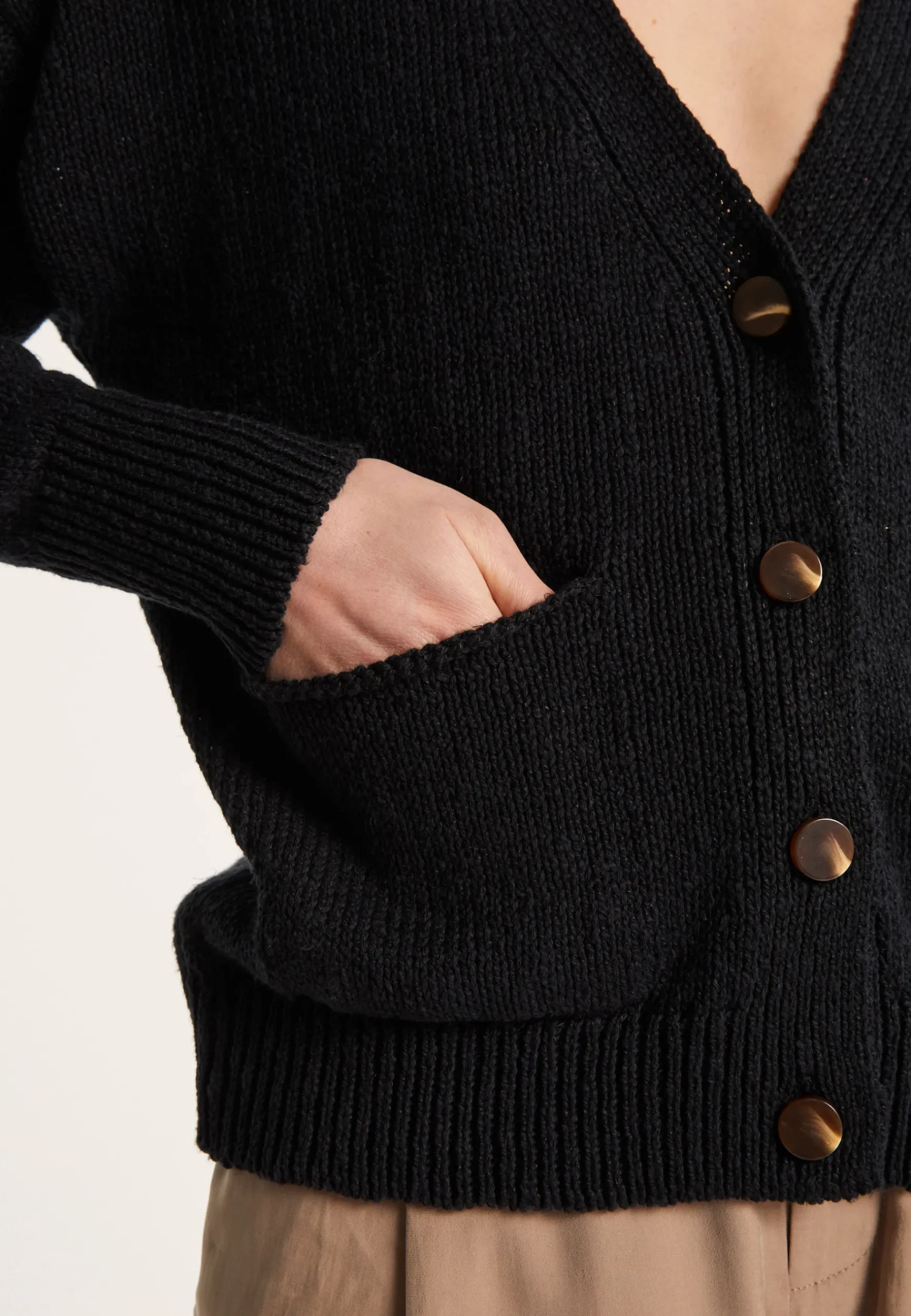 Montagut Vestes Et Cardigans-Gilet col V en coton et lin - Nais 05-Bleu marine