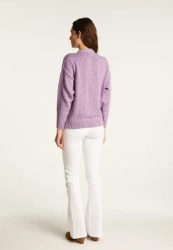 Montagut Vestes Et Cardigans-Gilet col V en coton et lin - Thais 16-Violet clair