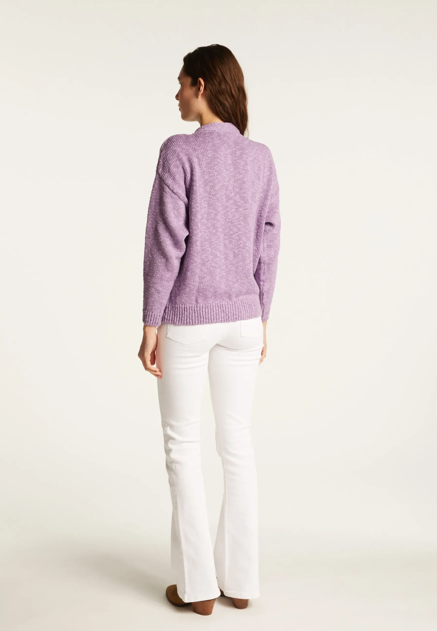Montagut Vestes Et Cardigans-Gilet col V en coton et lin - Thais 16-Violet clair