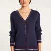Montagut Vestes Et Cardigans-Gilet en laine côtelée - Emblème 05-Bleu marine