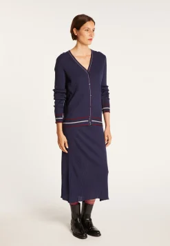 Montagut Vestes Et Cardigans-Gilet en laine côtelée - Emblème 05-Bleu marine