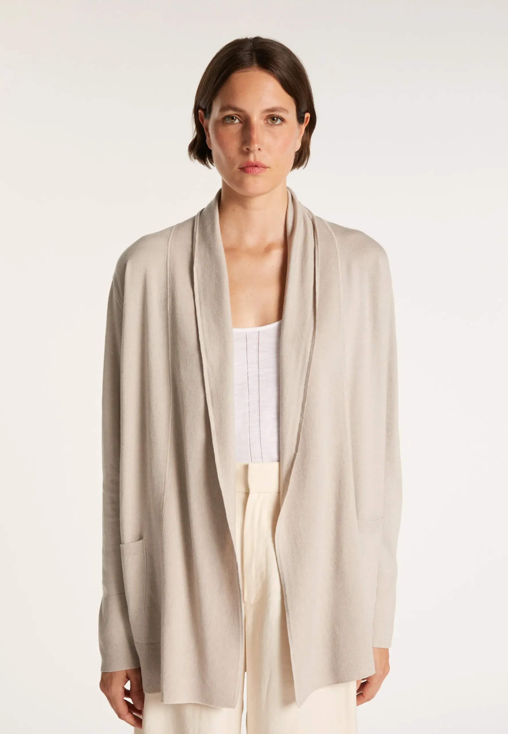 Montagut Vestes Et Cardigans-Gilet en laine et viscose - Agata 81-Gris pale