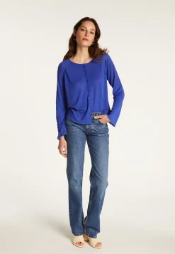 Montagut Vestes Et Cardigans-Gilet en lin flammé - Dory 48-Bleu roi