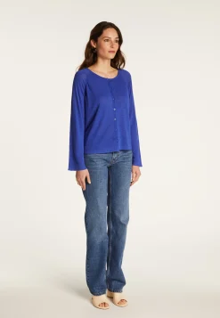 Montagut Vestes Et Cardigans-Gilet en lin flammé - Dory 48-Bleu roi