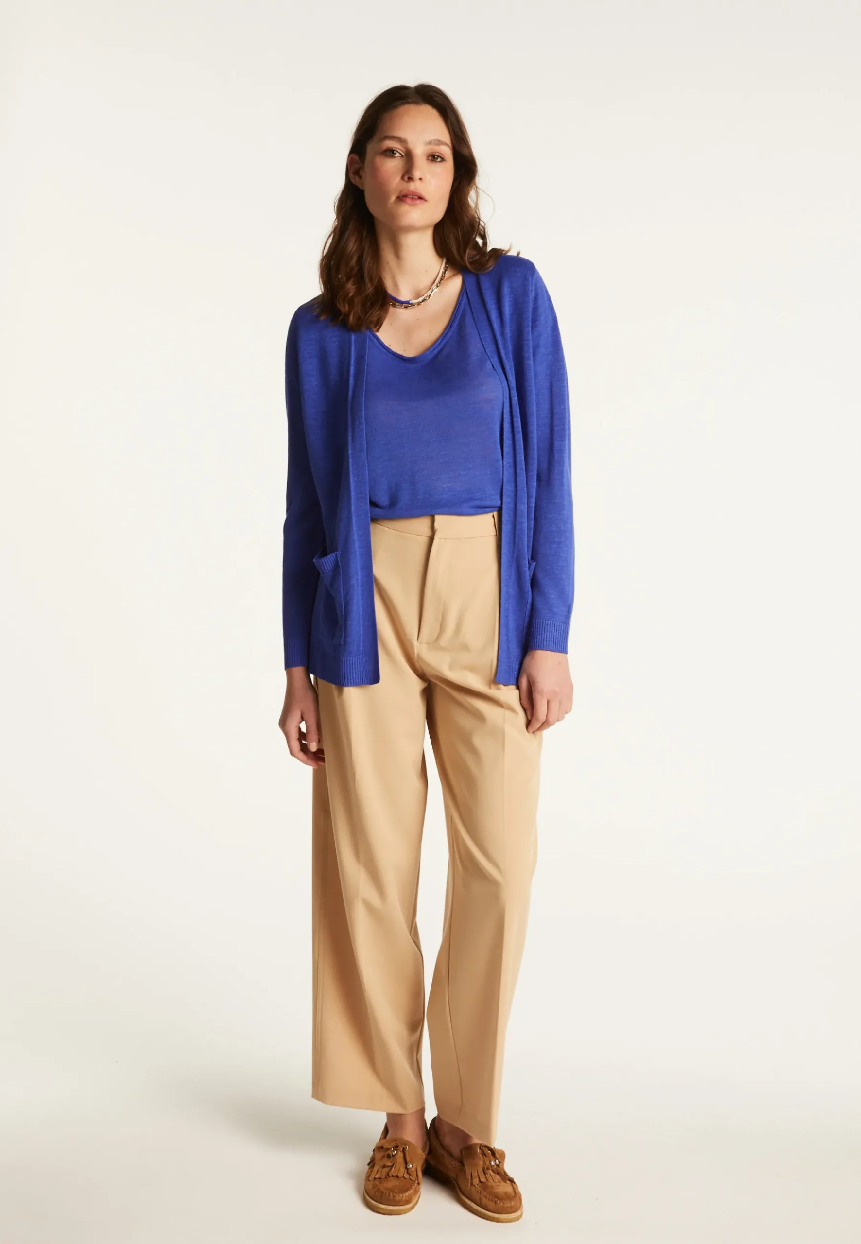 Montagut Vestes Et Cardigans-Gilet en lin flammé - Naelle 48-Bleu roi