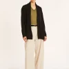 Montagut Vestes Et Cardigans-Gilet en lin flammé col châle - Maelle 01-Noir