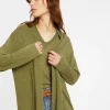 Montagut Vestes Et Cardigans-Gilet en lin flammé col châle - Maelle 83-Kaki