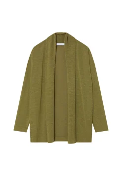 Montagut Vestes Et Cardigans-Gilet en lin flammé col châle - Maelle 83-Kaki