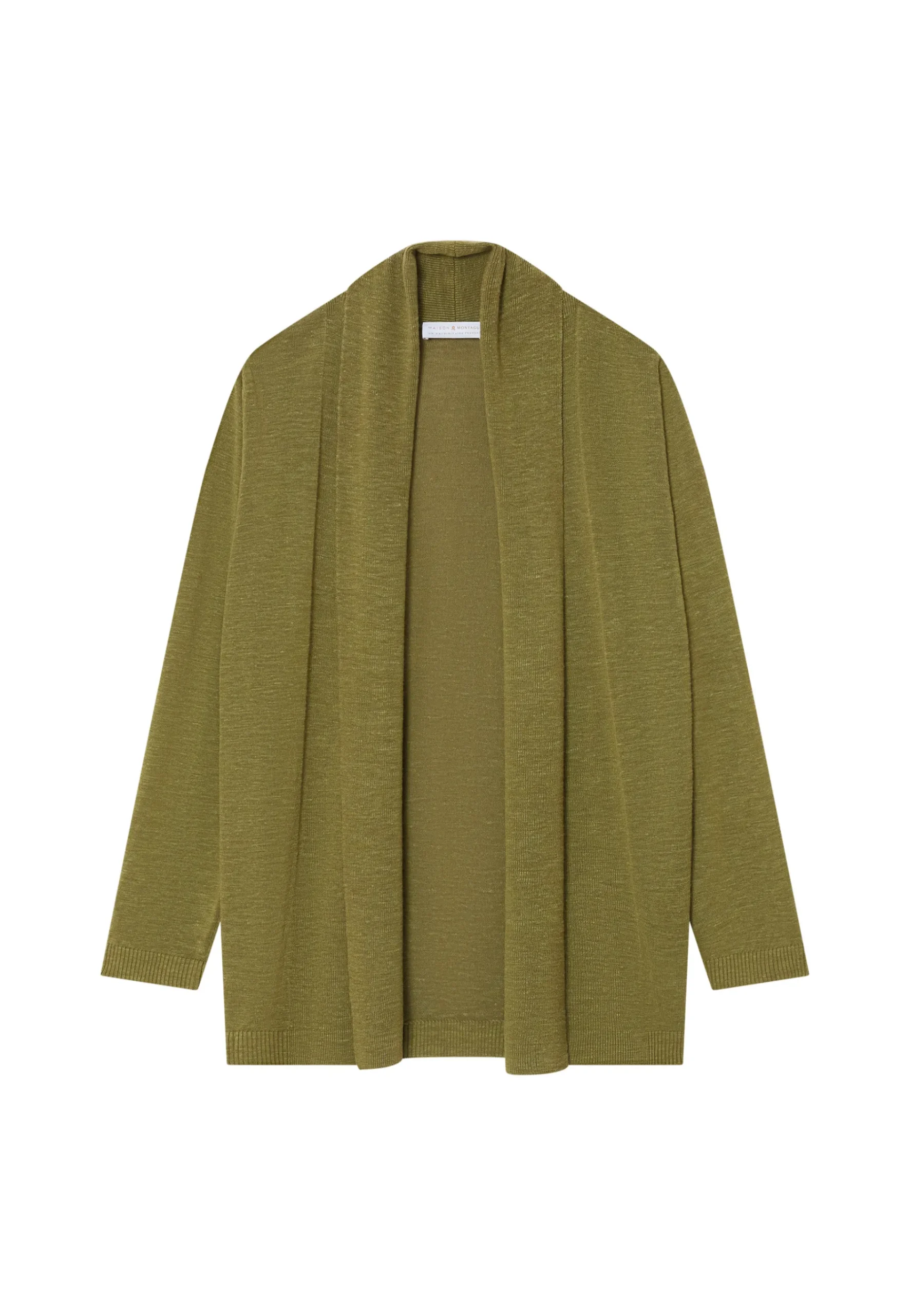 Montagut Vestes Et Cardigans-Gilet en lin flammé col châle - Maelle 83-Kaki