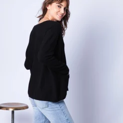 Montagut Les Incontournables-Gilet large en cachemire - Gabi 01-Noir