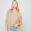 Montagut Vestes Et Cardigans-Gilet long avec poches en lin flammé - Tabata 12-Beige clair