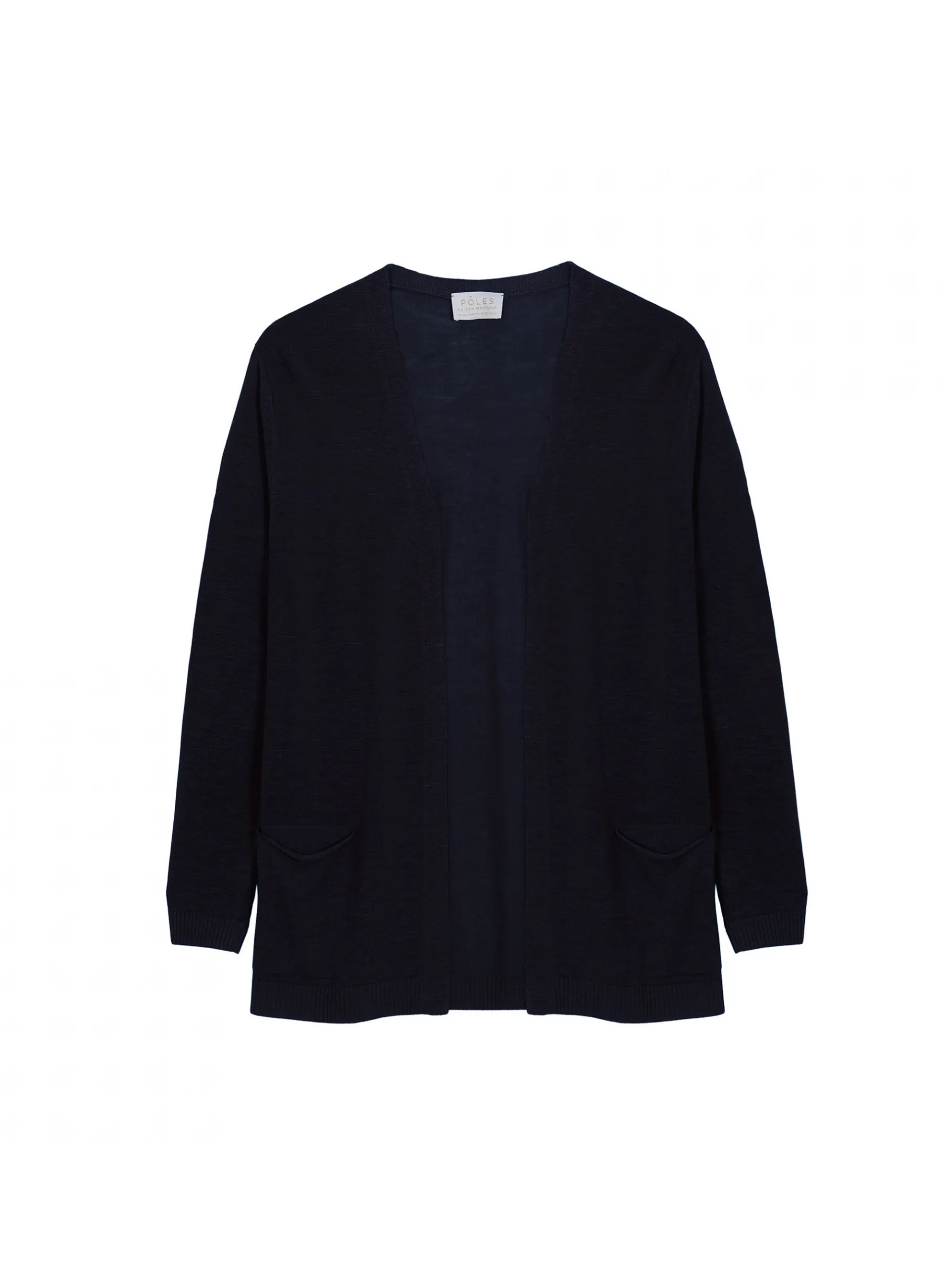 Montagut Vestes Et Cardigans-Gilet long avec poches en lin flammé - Tabata 05-Bleu marine