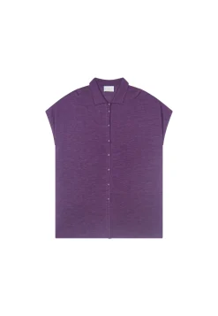 Montagut Vestes Et Cardigans-Gilet long en lin flammé - Nora 18-Violet foncé