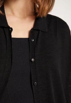 Montagut Vestes Et Cardigans-Gilet long en lin flammé - Nora 01-Noir