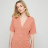 Montagut T-Shirts Et Débardeurs-Gilet manches courtes en lin flammé - Tanya 24-Rose clair