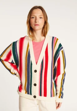 Montagut Vestes Et Cardigans-Gilet rayures bayadères en laine - Romy 86-Multicolore