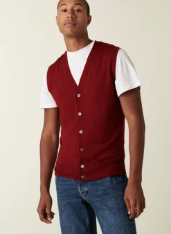 Montagut Vestes Et Cardigans-Gilet sans manches avec logo en laine mérinos - Ernardo 51-Bordeaux