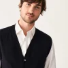 Montagut Vestes Et Cardigans-Gilet sans manches avec logo en laine mérinos - Ernardo 05-Bleu marine