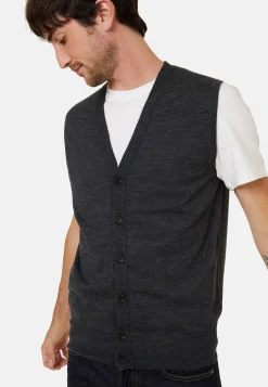 Montagut Vestes Et Cardigans-Gilet sans manches avec logo en laine mérinos - Ernardo 78-Gris anthracite