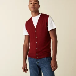 Montagut Vestes Et Cardigans-Gilet sans manches avec logo en laine mérinos - Ernardo 51-Bordeaux