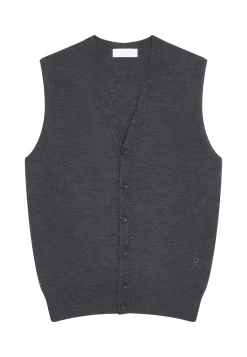 Montagut Vestes Et Cardigans-Gilet sans manches avec logo en laine mérinos - Ernardo 78-Gris anthracite