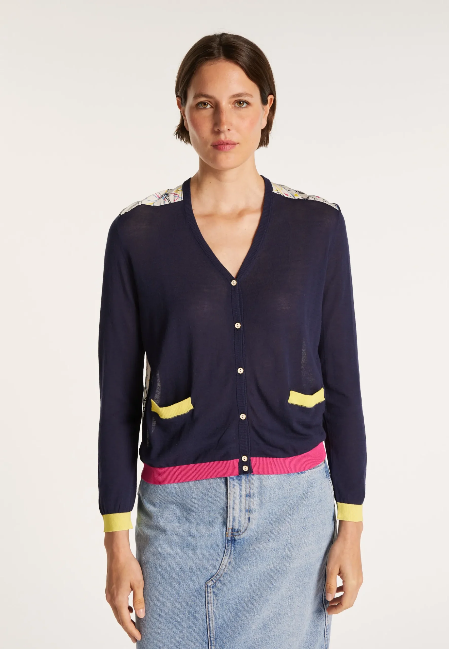Montagut Vestes Et Cardigans-Gilet soie et coton Maison x Maison Martin Morel - Jeu 05-Bleu marine