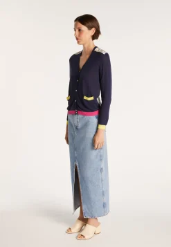 Montagut Vestes Et Cardigans-Gilet soie et coton Maison x Maison Martin Morel - Jeu 05-Bleu marine