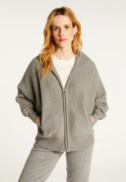 Montagut Les Incontournables-Gilet zippé à capuche en cachemire mélangé - Albin 09-Gris moyen