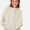 Montagut Les Incontournables-Gilet zippé à capuche en cachemire mélangé - Albin 82-Ecru