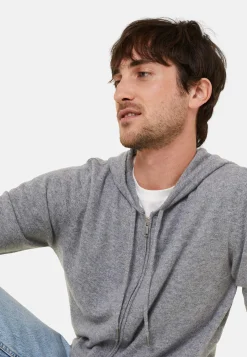 Montagut Vestes Et Cardigans-Gilet zippé à capuche en cachemire 2 fils - Emilien 09-Gris moyen