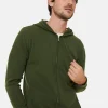 Montagut Vestes Et Cardigans-Gilet zippé à capuche en cachemire 2 fils - Emilien 83-Kaki