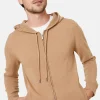Montagut Vestes Et Cardigans-Gilet zippé à capuche en cachemire 2 fils - Emilien 88-Camel