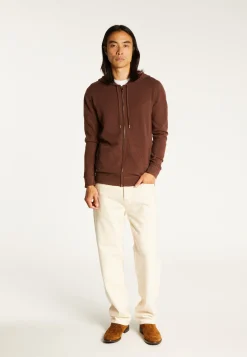Montagut Vestes Et Cardigans-Gilet zippé à capuche en cachemire 2 fils - Emilien 47Marron foncé