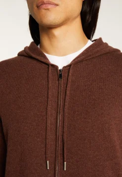 Montagut Vestes Et Cardigans-Gilet zippé à capuche en cachemire 2 fils - Emilien 47Marron foncé