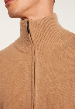 Montagut Vestes Et Cardigans-Gilet zippé avec poches en cachemire 4 fils - François 46-Marron clair