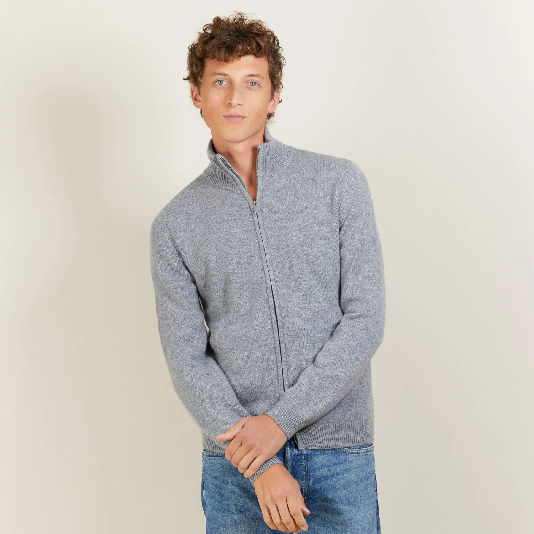 Montagut Vestes Et Cardigans-Gilet zippé cachemire 4 fils - Balthazar 09-Gris moyen