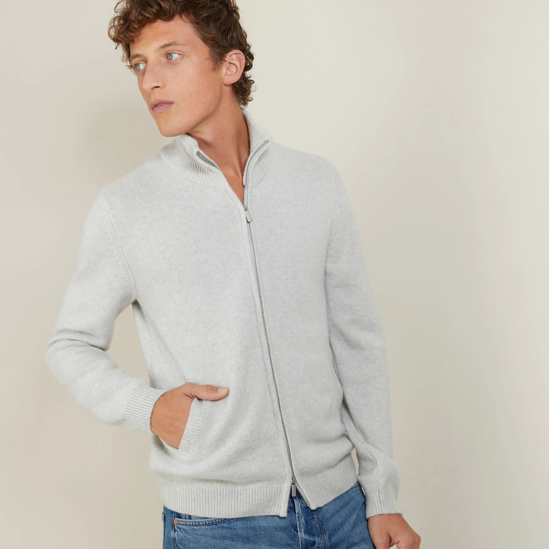 Montagut Vestes Et Cardigans-Gilet zippé cachemire 4 fils - Balthazar 11-Gris clair