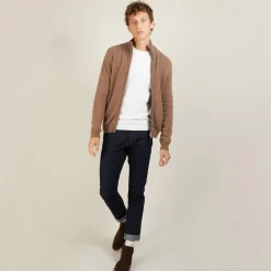 Montagut Vestes Et Cardigans-Gilet zippé cachemire 4 fils - Balthazar 46-Marron clair