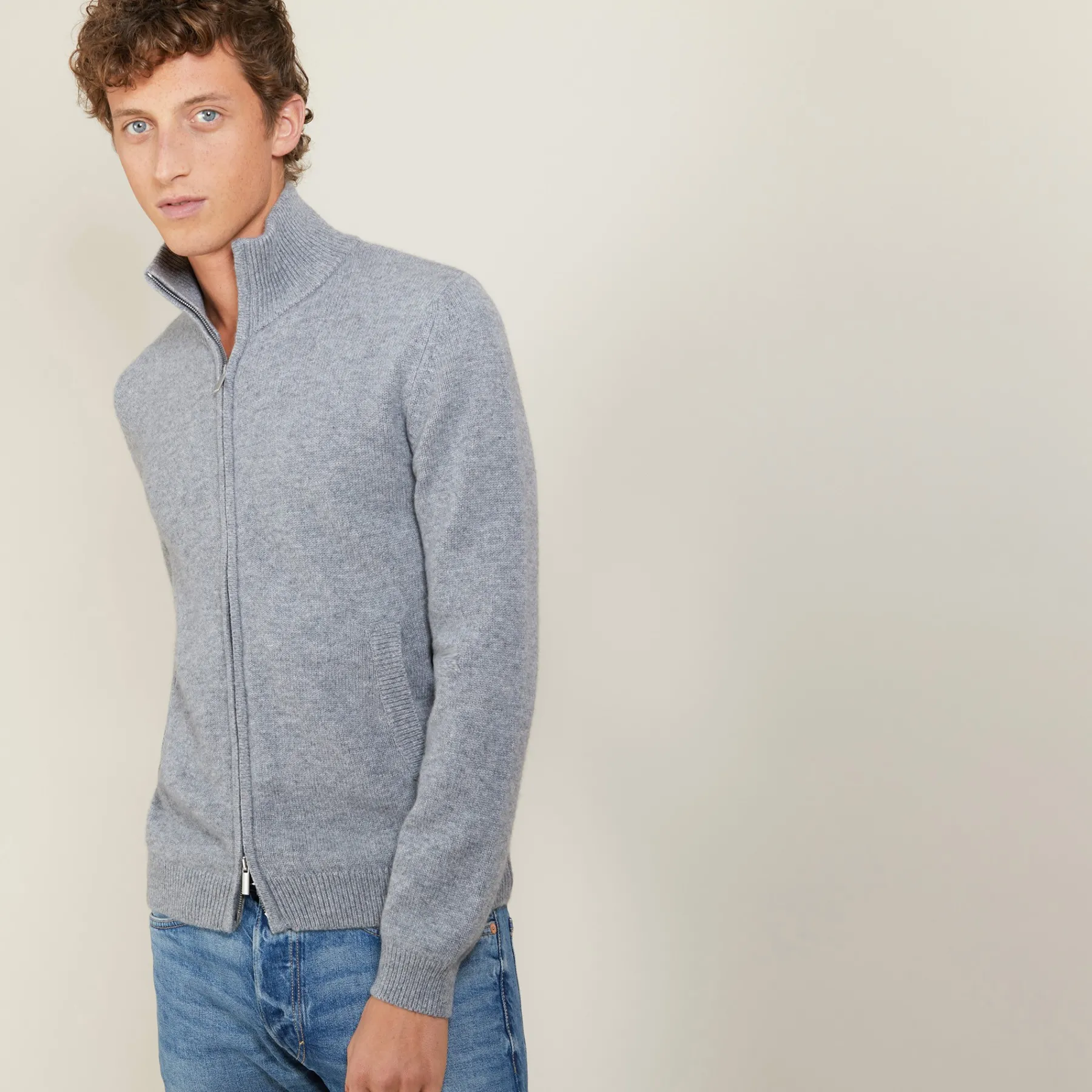Montagut Vestes Et Cardigans-Gilet zippé cachemire 4 fils - Balthazar 09-Gris moyen
