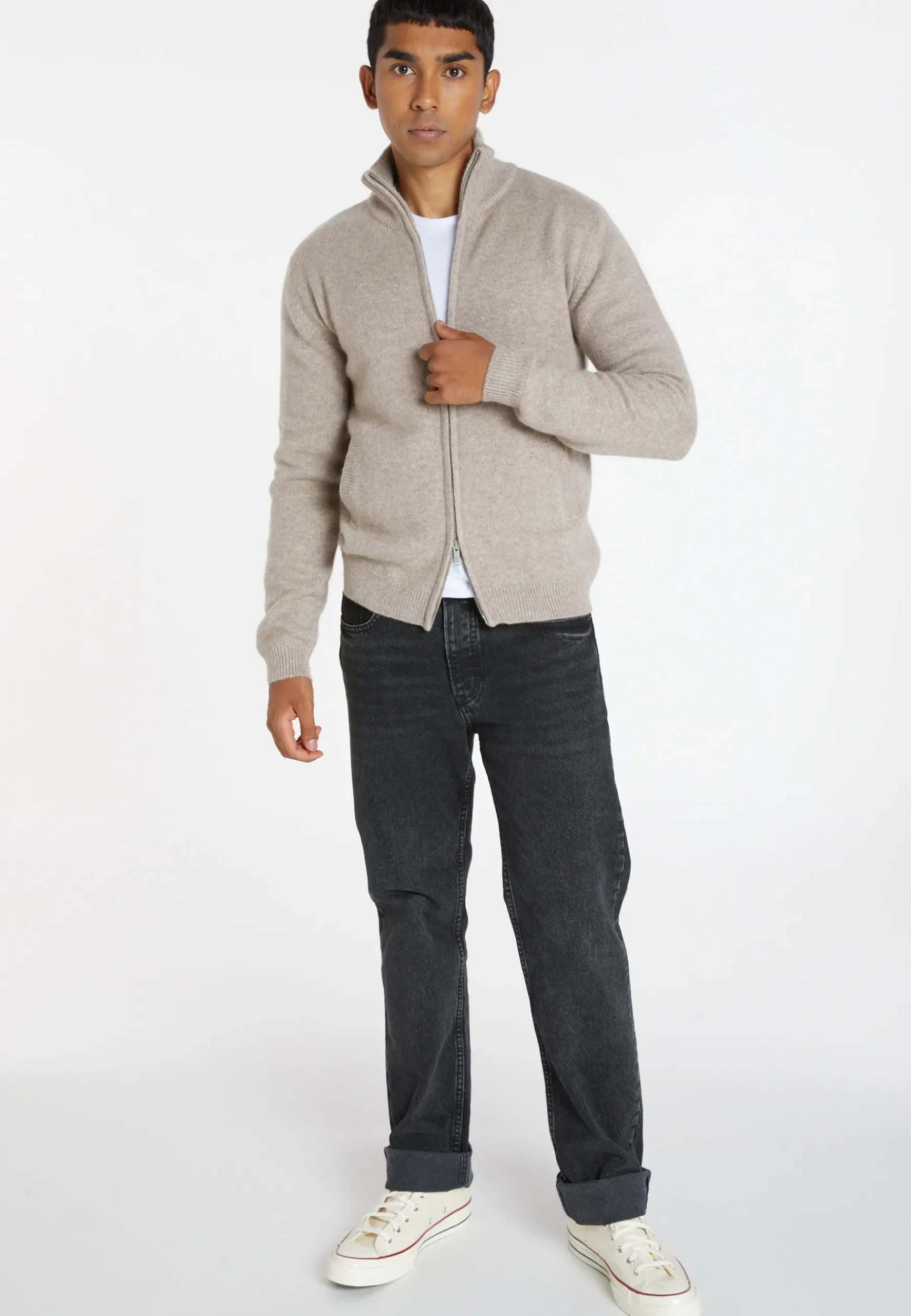 Montagut Vestes Et Cardigans-Gilet zippé cachemire 4 fils - Balthazar 13-Beige moyen