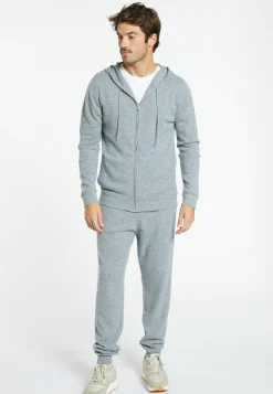 Montagut Vestes Et Cardigans-Gilet zippé capuche en cachemire 2 fils - Emilien 09-Gris moyen